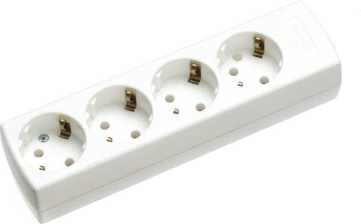 Tischverteiler ohne Kabel 4-fach reinweiß 45° gedreht