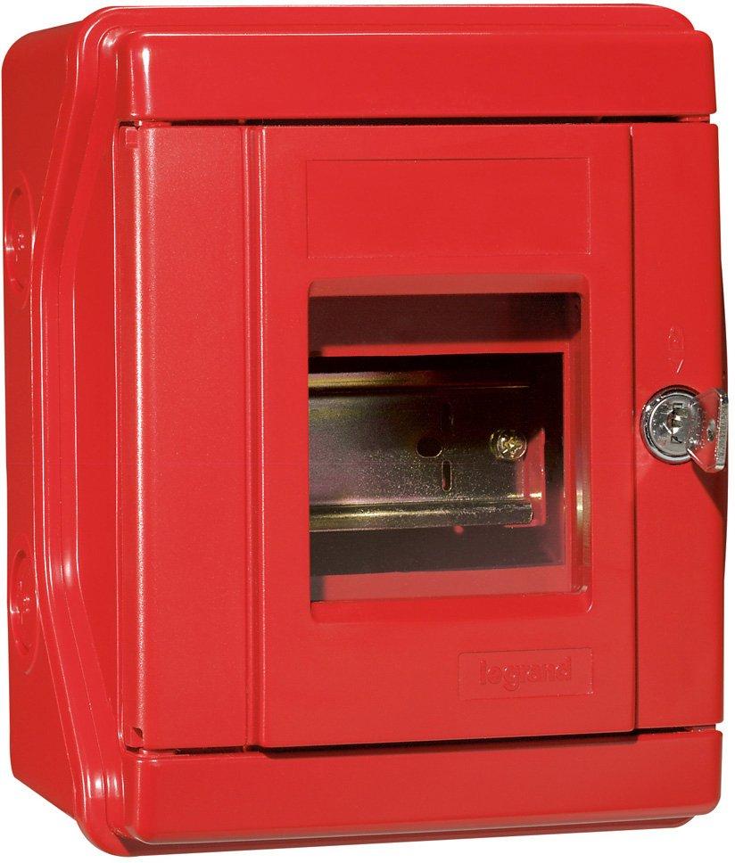 Sicherheitskasten IP55- IK07 für 4 Module 17,5mm mit Hutprofilschiene EN 60715