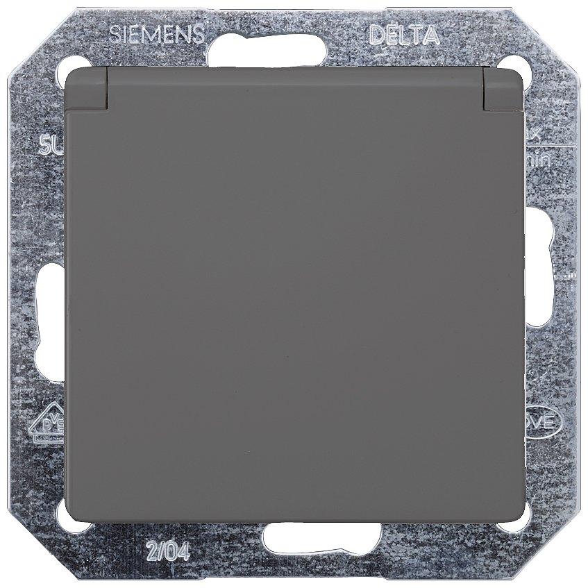 I-System carbon-metallic Schuko-Steckdose 10/16A 250V mit Klappdeckel