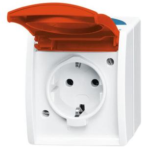 SCHUKO Steckdose mit Klappdeckel 16 A grau/blaugrün/rot - ocean