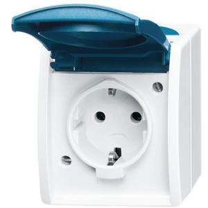 SCHUKO Steckdose mit Klappdeckel 16 A grau/blaugrün - ocean