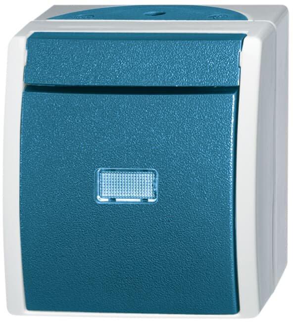 Wippschalter Aus- und Wechselschaltung mit Glimmlampe grau/blaugrün - ocean