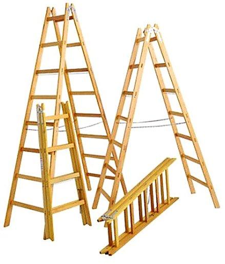 Holz Doppelleiter mit 7 Sprossen