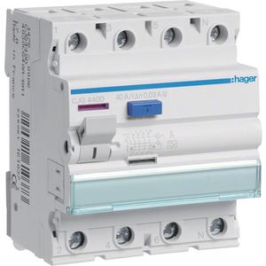 FI-Schutzschalter  40A 4-polig 30mA Typ A kurzverz. Nennstrom vorsicherbar