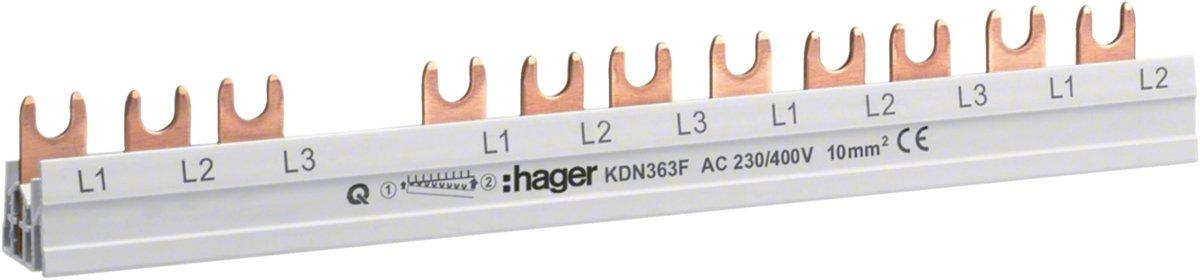 Phasenschiene 3-polig+N Gabel 10 mm² 12M KDN363F