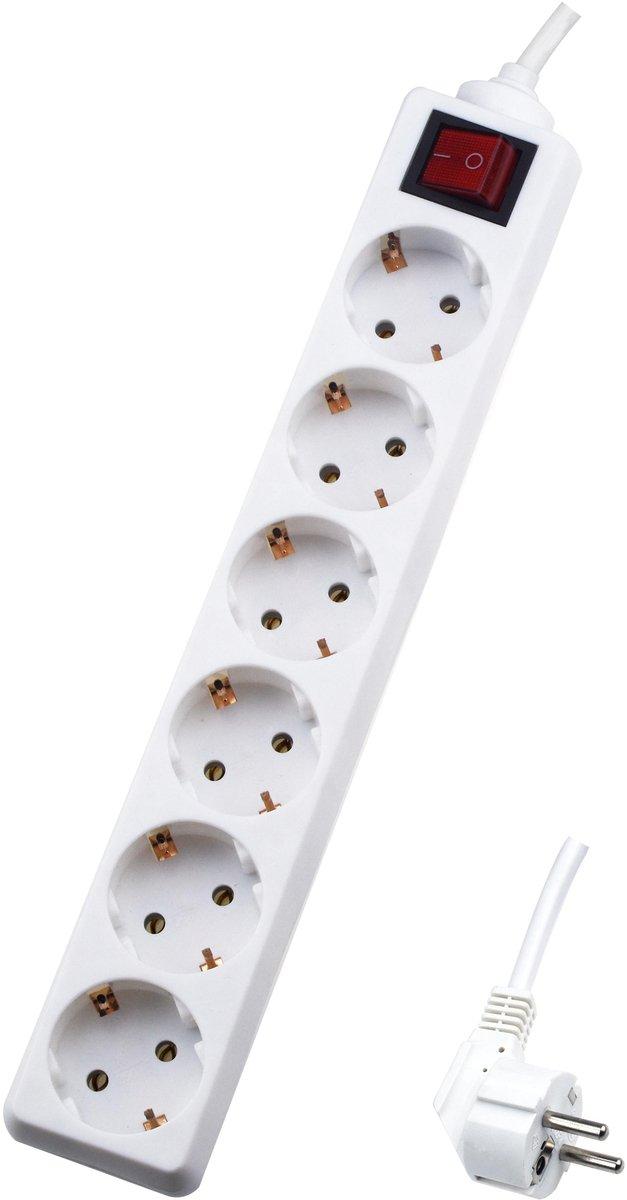 Tischverteiler 6-fach 45° schräg mit Schalter 1,4 m Zuleitung