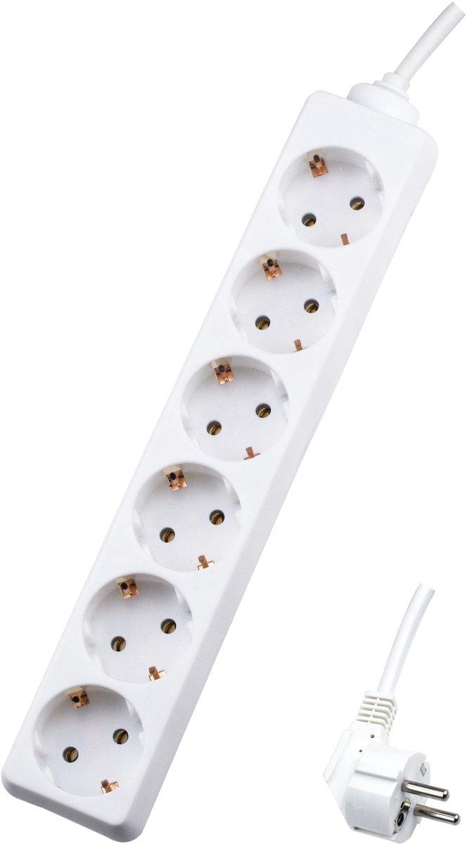 Tischverteiler 6-fach mit Kabel 45° gedreht weiß