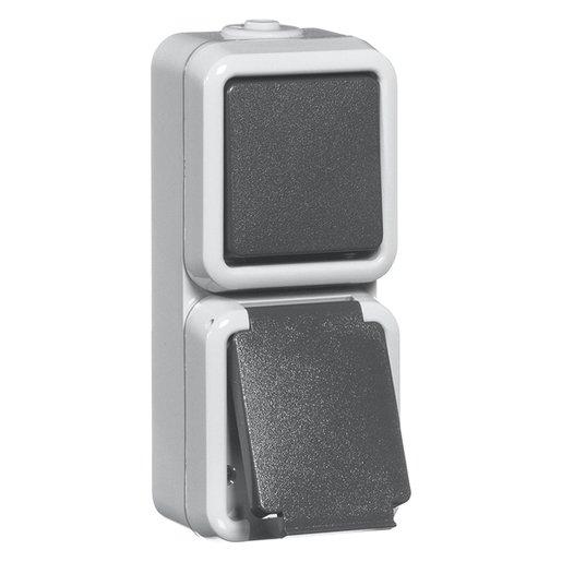 Kombination Wechselschalter und Steckdose SCHUKO grau