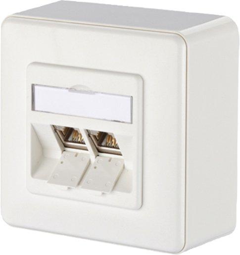 Kommunikationsanschlussdose E-DAT modul 2 Port AP Kat.6A reinweiß