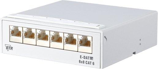 Aufputzverteiler Patchpanel E-DAT C6 6x8 Kat.6 lichtgrau