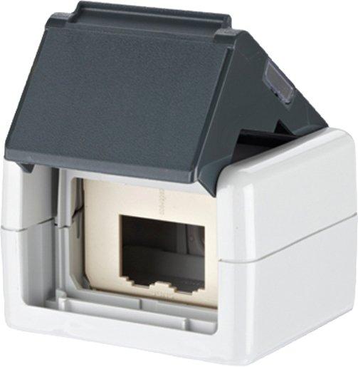Anschlussdose mit Schutzklappe 2 Port E-DAT modul IP44 AP-Gehäuse unbestückt
