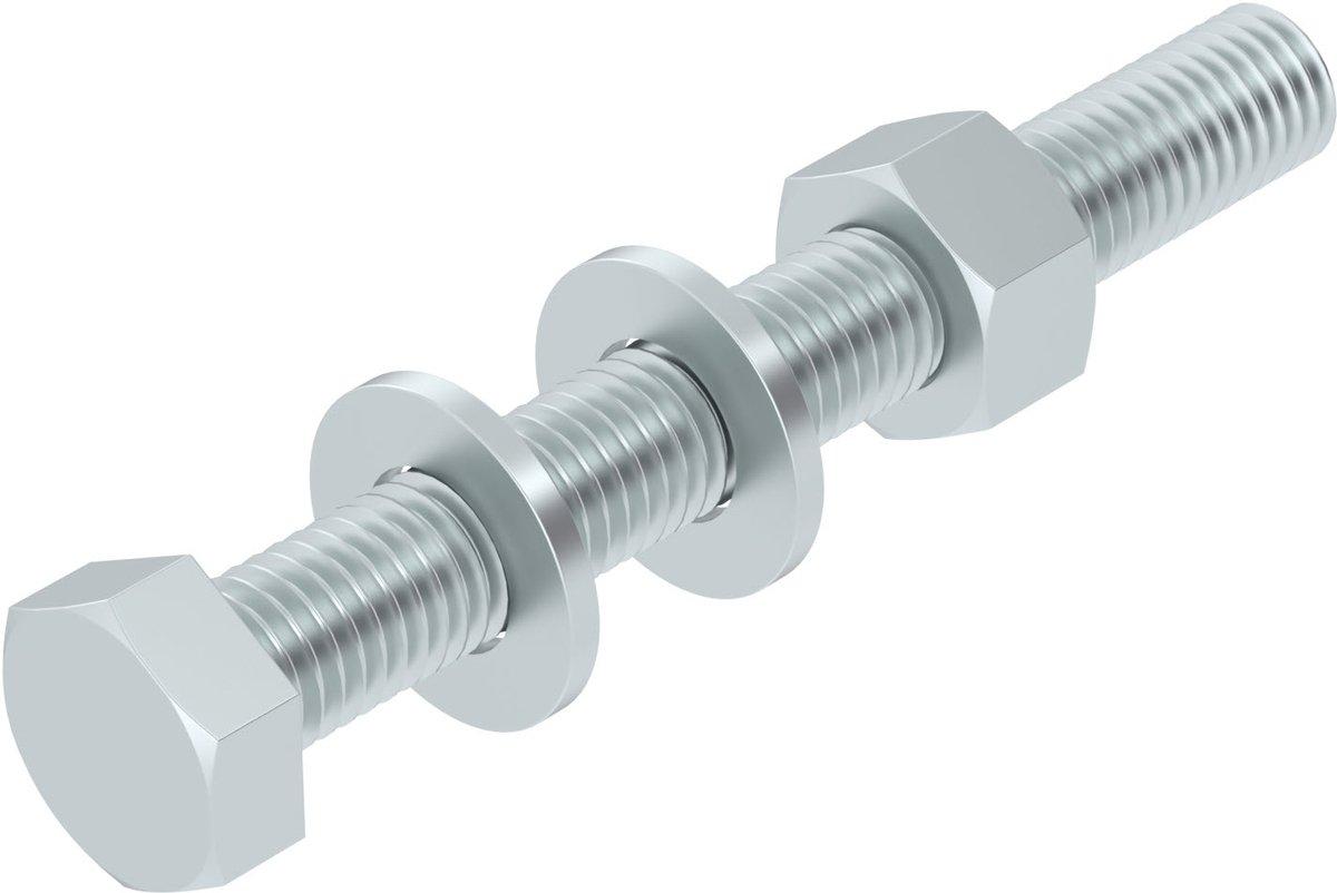 Sechskantschraube Mutter Scheiben+Fächerscheibe M12x100 St F