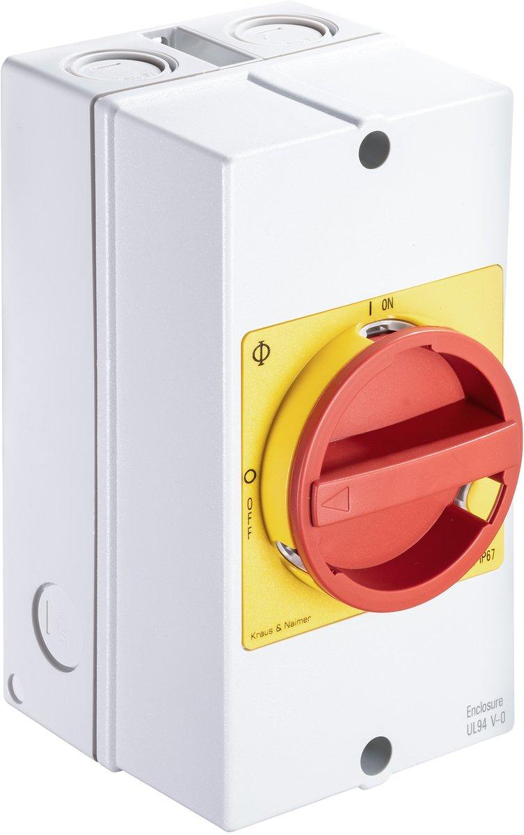 Hauptschalter AP-Gehäuse IP66/67 Sperrvorrichtung rot-gelb