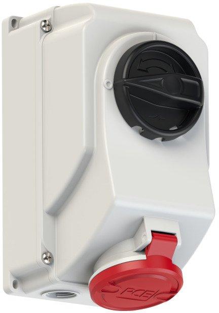CEE-Wanddose 16A 5p 6h mit Schalter 400V IP44