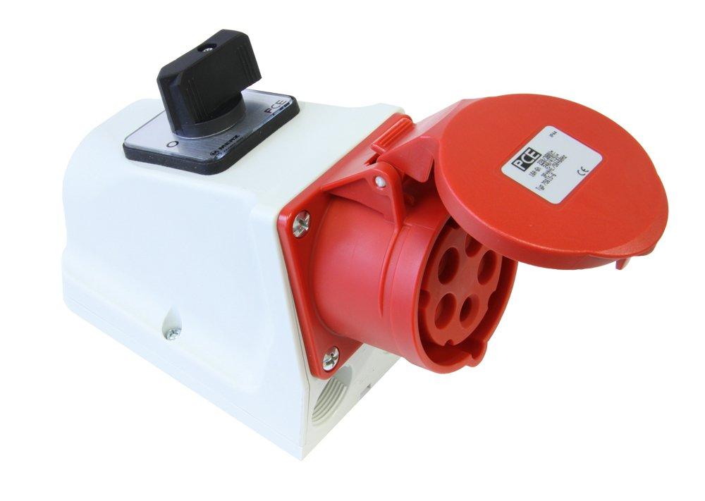 CEE-Wanddose 16A 5p 6h mit Schalter 400V IP44
