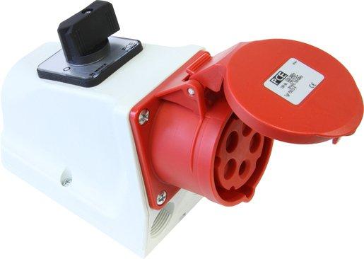 CEE-Wanddose 32A 5p 6h mit Schalter 400V IP44