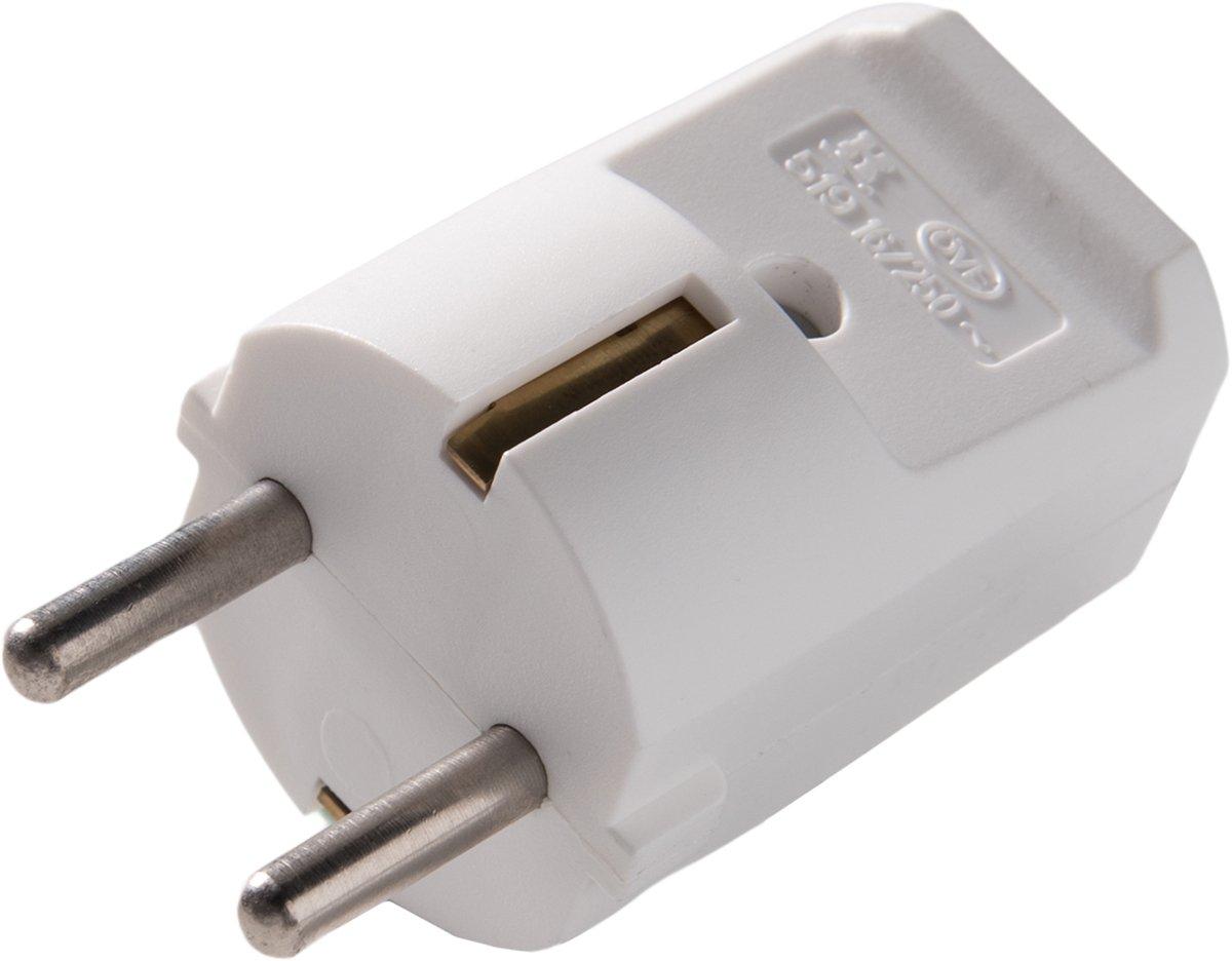 SCHUKO-Stecker ohne Tülle weiß