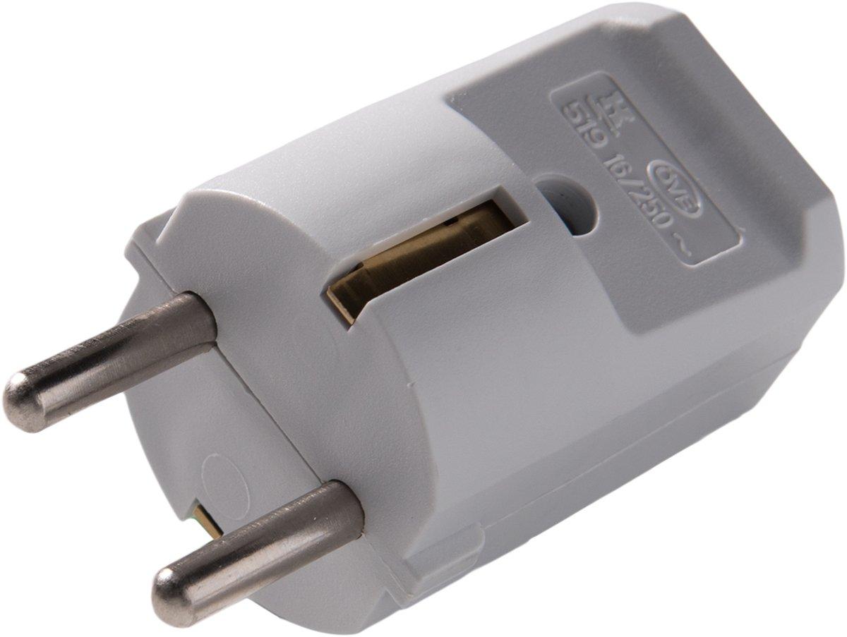 SCHUKO-Stecker ohne Tülle grau