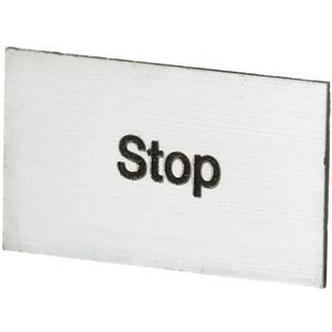Texteinlage mit Text: Stop Kunststoff alufarben f.CombiLine-Modular