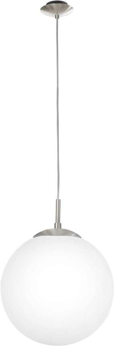 Hängeleuchte E27 1x60W nickel-matt/Glas opal RONDO