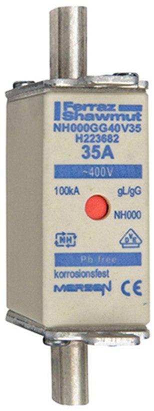 NH-Sicherung gG Gr.000 400VAC 50A mit spannungsführenden Grifflaschen