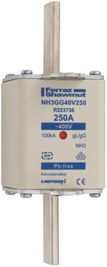 NH-Sicherung gG Gr.3 400VAC 250A mit spannungsführenden Grifflaschen