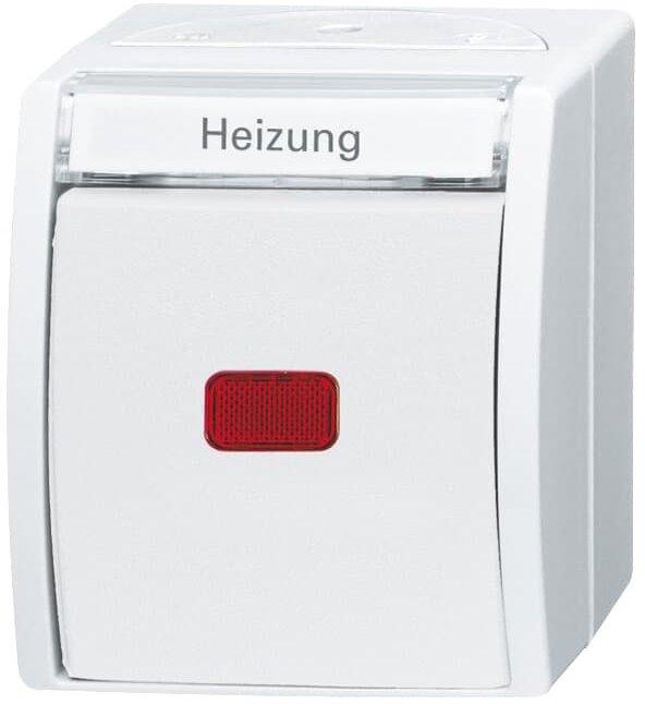 Heizungsschalter 2-polig Schalter mit Glimmlampe alpinweiß - ocean