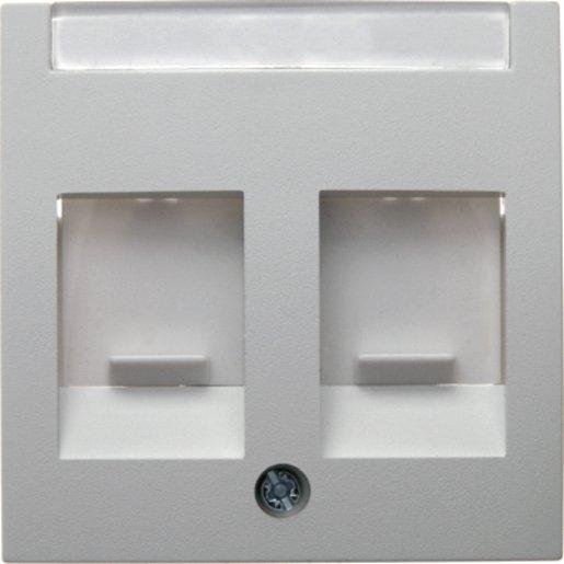 Zentralstück mit Staubschutzschiebern und Beschriftungsfeld Glas weiß