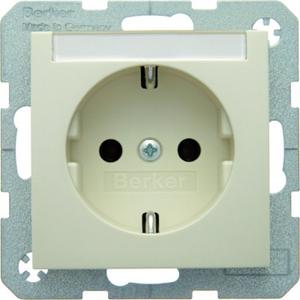 SCHUKO-Steckdose mit Beschriftungsfeld S.1 - weiß/ glänzend