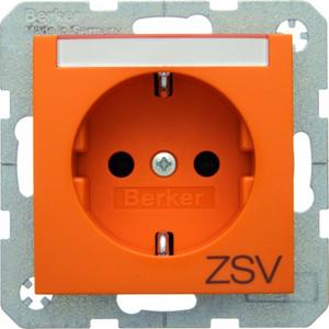 SCHUKO-Steckdose mit Beschriftungsfeld u. Aufdruck S1/B3/B7 - orange/ glänzend