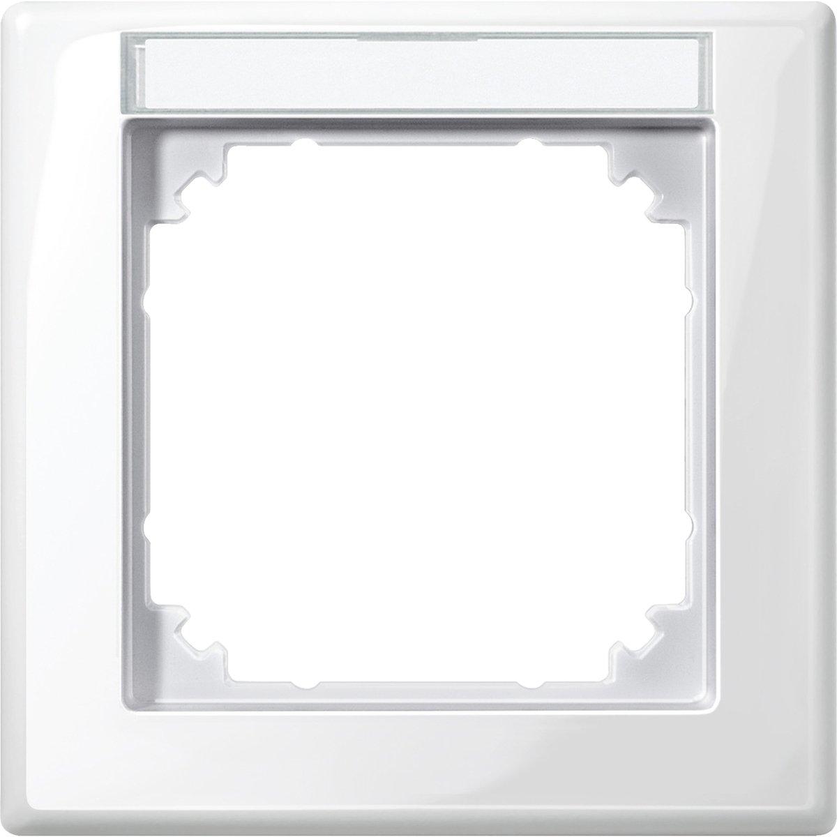 Abdeckrahmen 1-fach mit Beschriftungsträger polarweiß glänzend