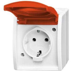 SCHUKO Steckdose mit Klappdeckel 16 A alpinweiß/orange - ocean