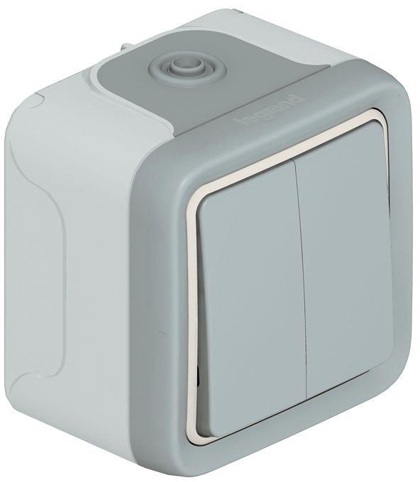 Wippschalter Serie Feuchtraum Aufputz Plexo 55 grau