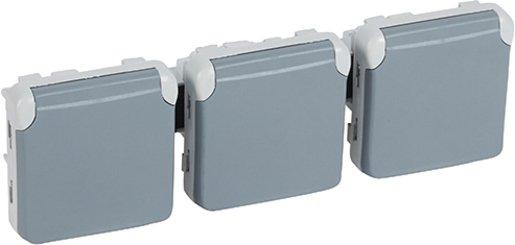Steckdose 3-fach waagerecht Feuchtraum Modular Plexo 55 grau
