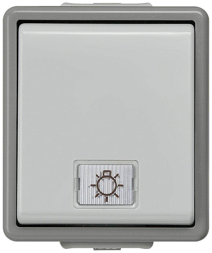 DELTA fläche IP44 AP dunkelgrau/hellgrau Taster 10A 250V 66x75mm