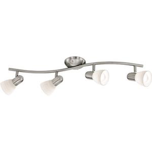 Wand/Deckenleuchte E14 4x40W nickel-matt/Glas handarbeit DAKAR 1