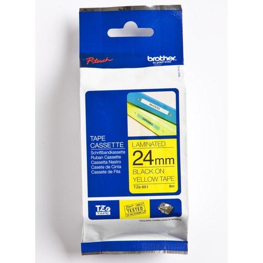 Schriftbandkassette TZe651 Bandfarbe gelb, Schriftfarbe schwarz, 24 mm