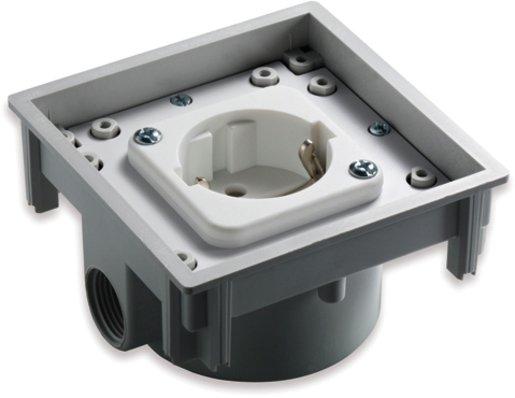 Unterteil mit SCHUKO-Steckdose Thermoplast 2xM20 weiß 94x94mm