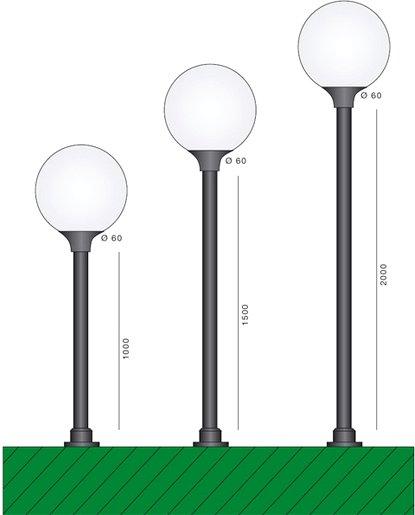 Mast schwarz Kunststoff 2000mm Höhe Zopf:60mm Gerader Mast