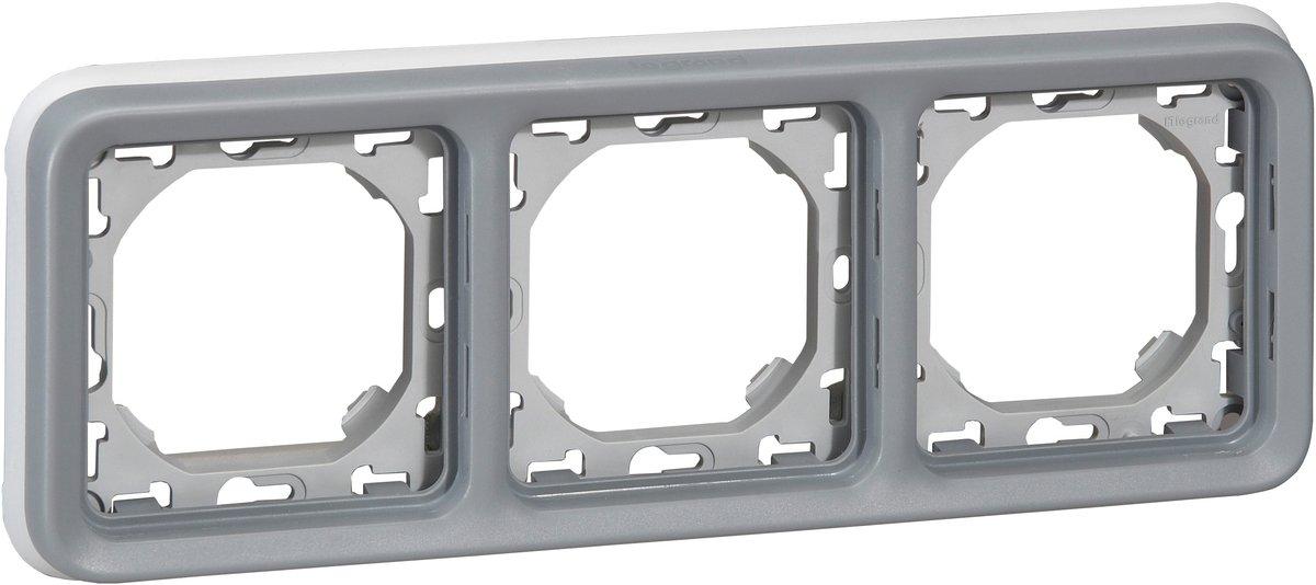 FR Abdeckrahmen 3-fach waagerecht Feuchtraum Aufputz Plexo 55 grau