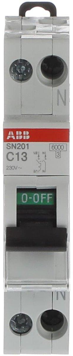 LS-Schutzschalter 1+N polig 6kA C-Char 13A 1TE