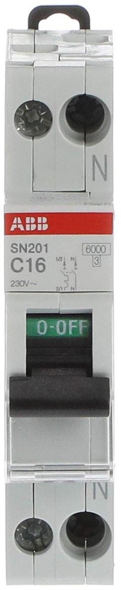 LS-Schutzschalter 1+N polig 6kA C-Char 16A 1TE