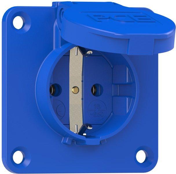 Schutzkontaktsteckdose nat 70x70 IP54 rückw. Blau