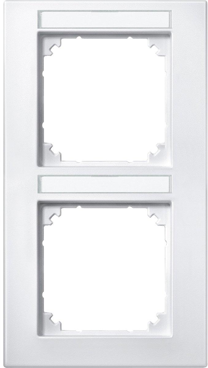 Abdeckrahmen 2-fach beschriftbar senkrechte Montage polarweiß