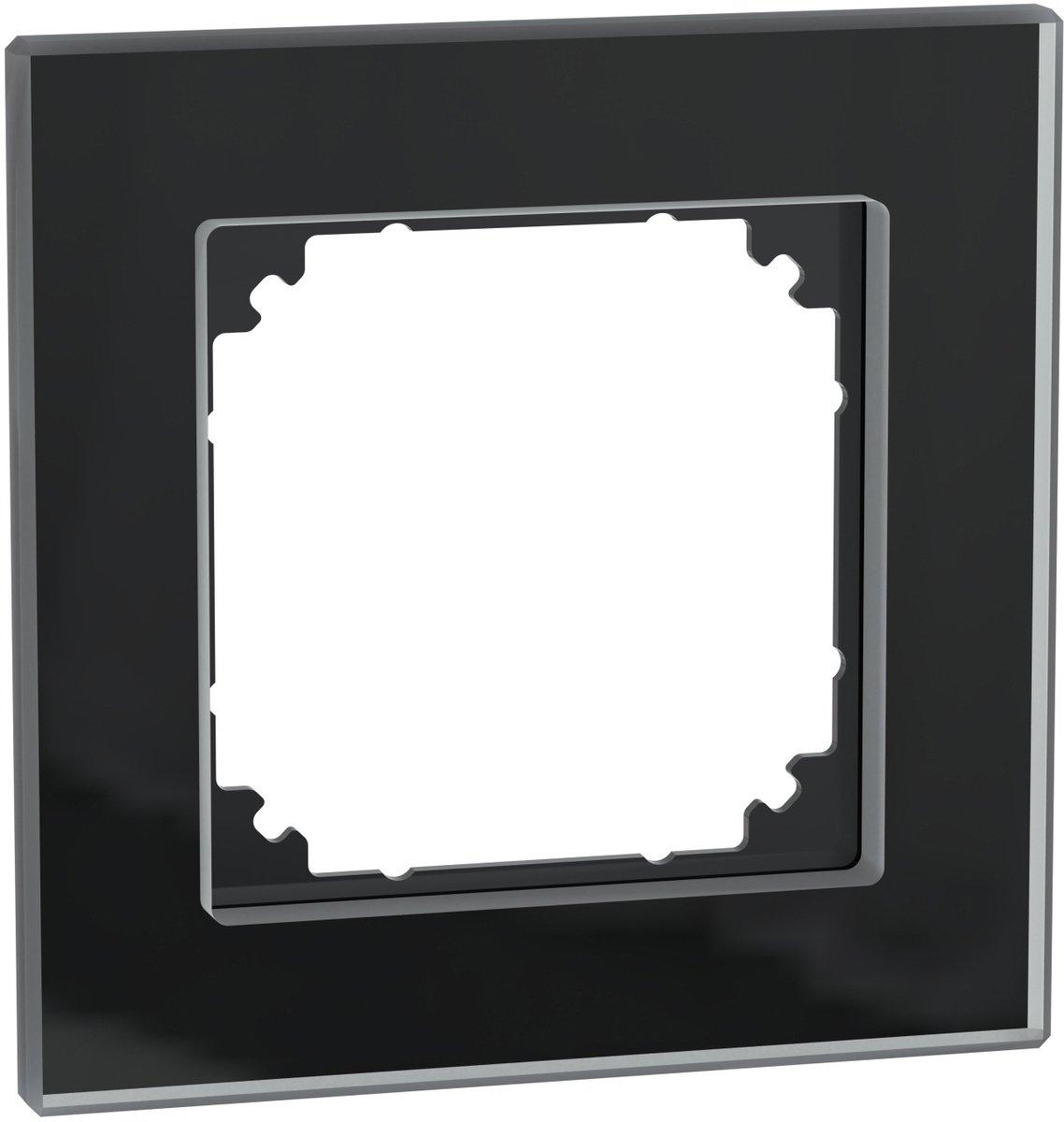 Abdeckrahmen 1-fach Onyxschwarz -Echtglasrahmen