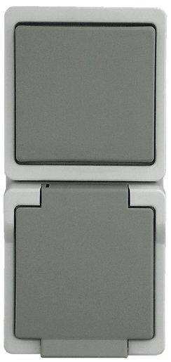 Feuchtraum Universalschalter/Steckdose grau AP