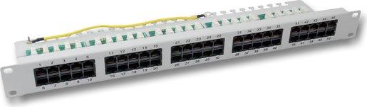 Patchpanel 50xRJ45 8/4 1HE ISDN RAL7035 Kat3