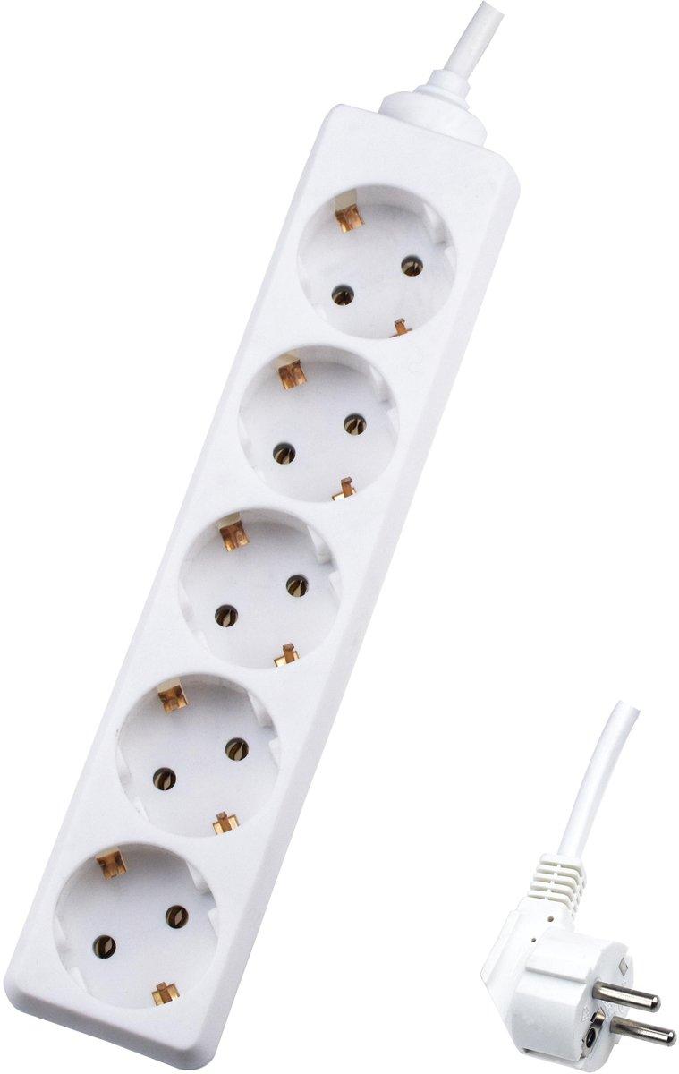 Tischverteiler mit Kabel 1,5 m 5-fach reinweiß