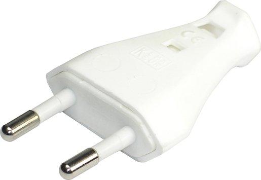 Euro – Stecker ohne Schutzkontakt weiß