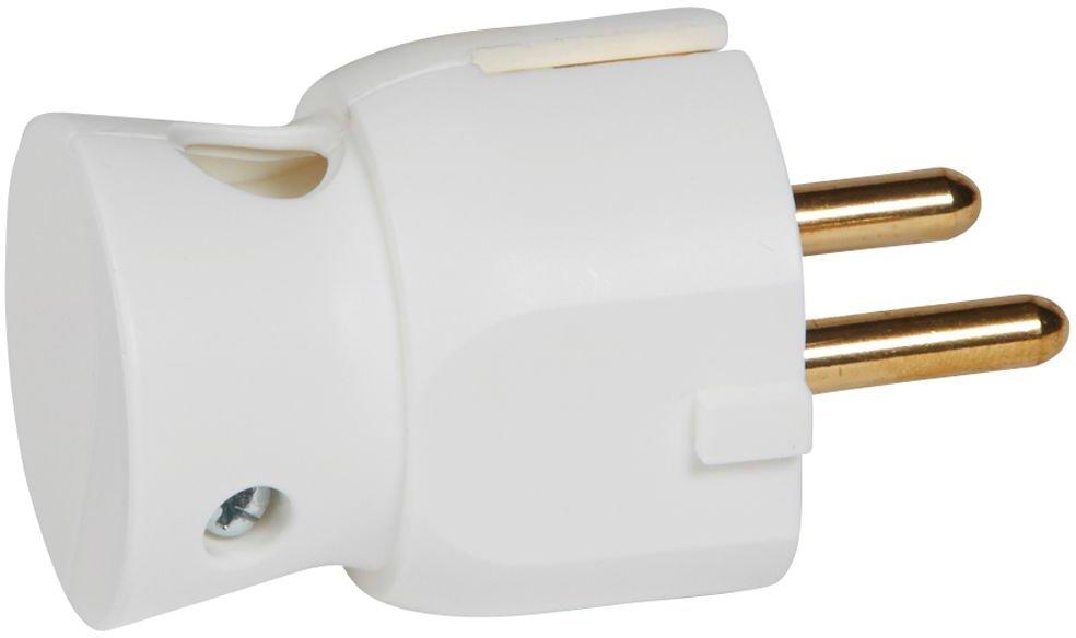 Schuko-Stecker mit seitlicher Kabeleinführung weiß
